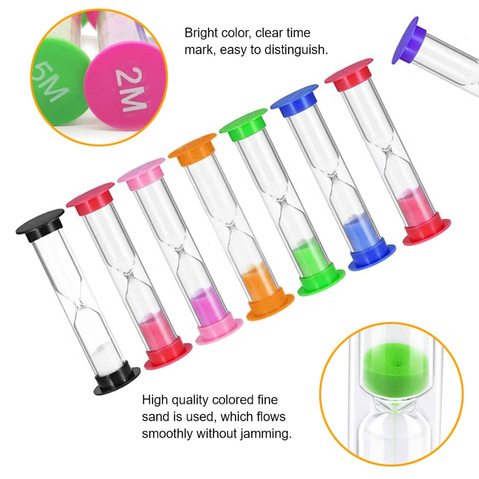 8 Pack Colorful Hourglass Sand Timer Set for Kids, 20Sec 30Sec 1Min 2Min 3Min... gallery