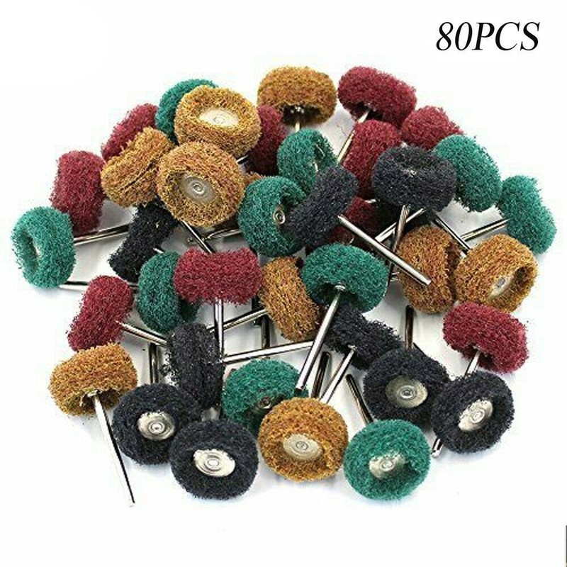 80Pack Abrasive Buffing Wheel Grinding Polishing Shank Craft Bits Rotary Tool gallery