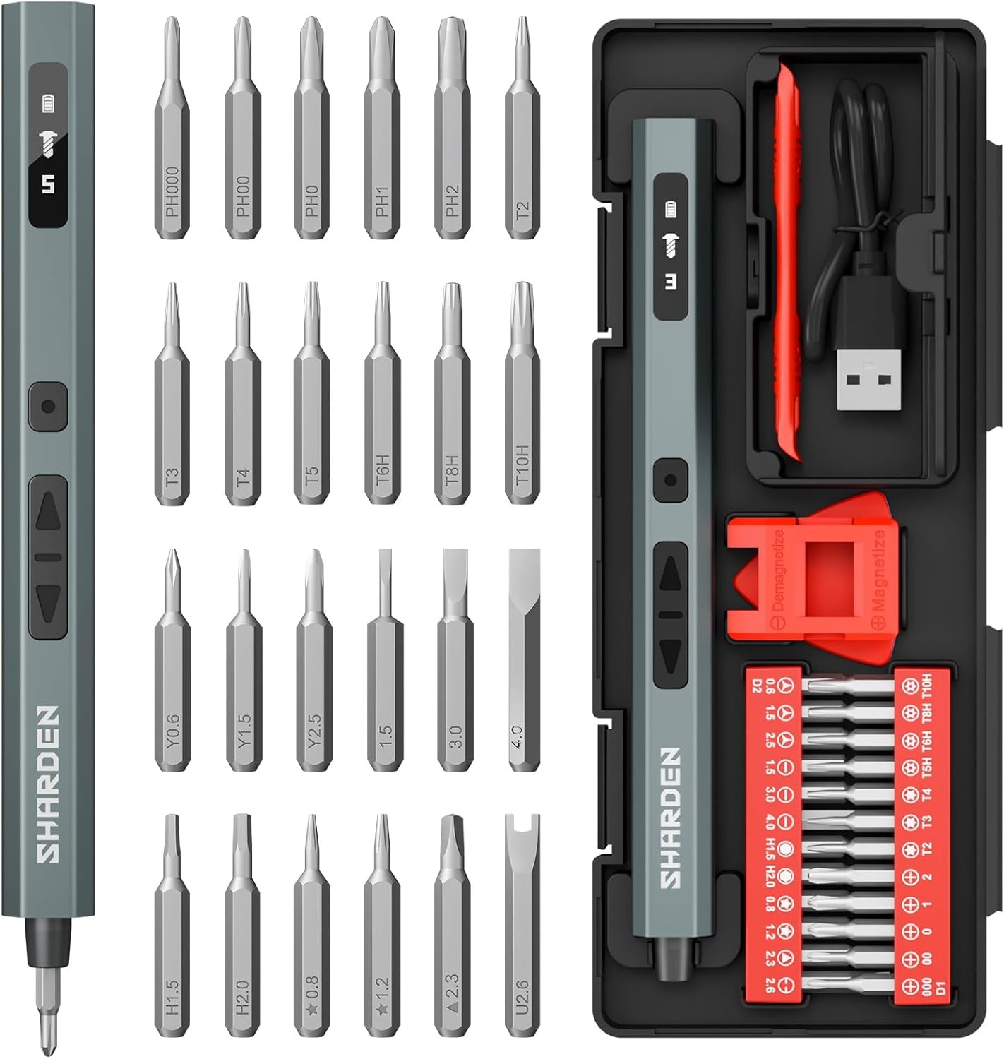 SHARDEN 29 In 1 Mini Electric Screwdriver 5 Gear Torque Screen gallery