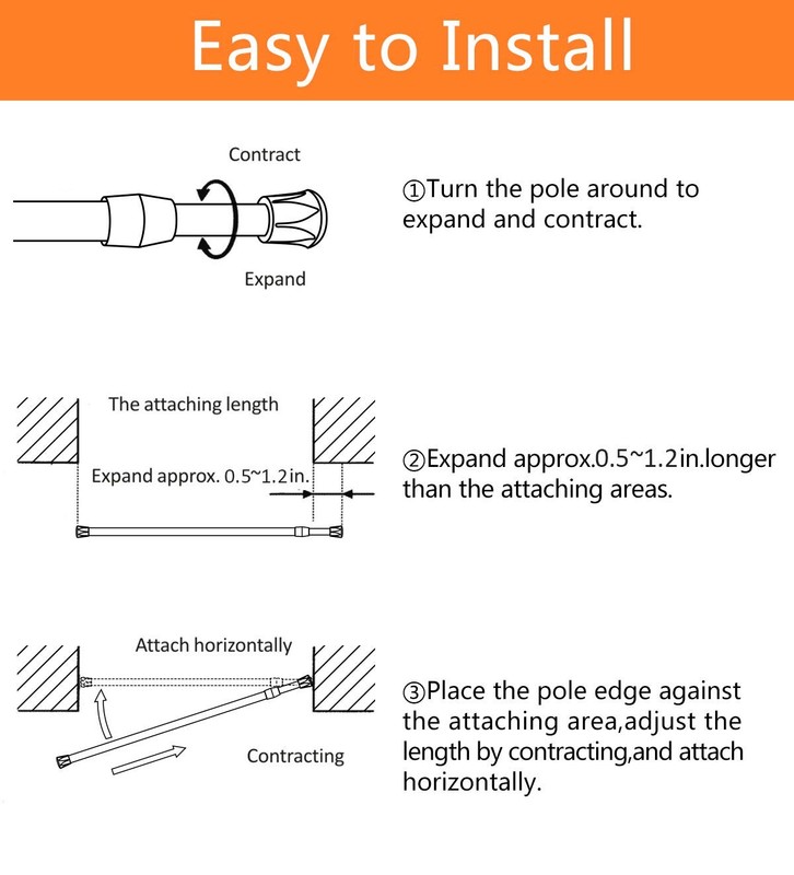 2 Pack Small Spring Tension Curtain Rod 12 to 20 Inch, Thin Tension Rod No Drill gallery
