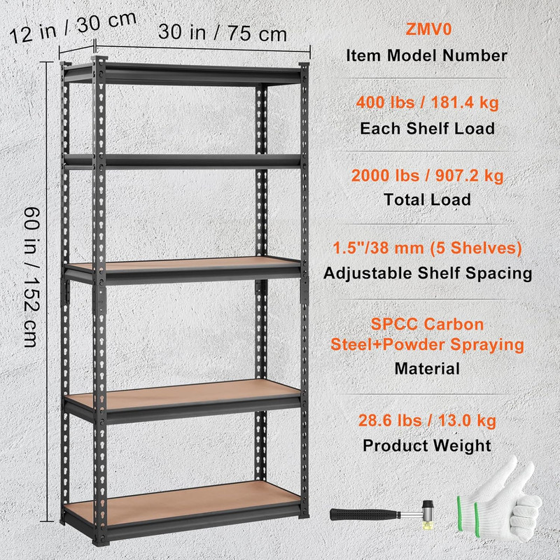 Storage Shelving Unit, 5-Tier Adjustable, 2000 Lbs Capacity, Heavy Duty Garage S gallery