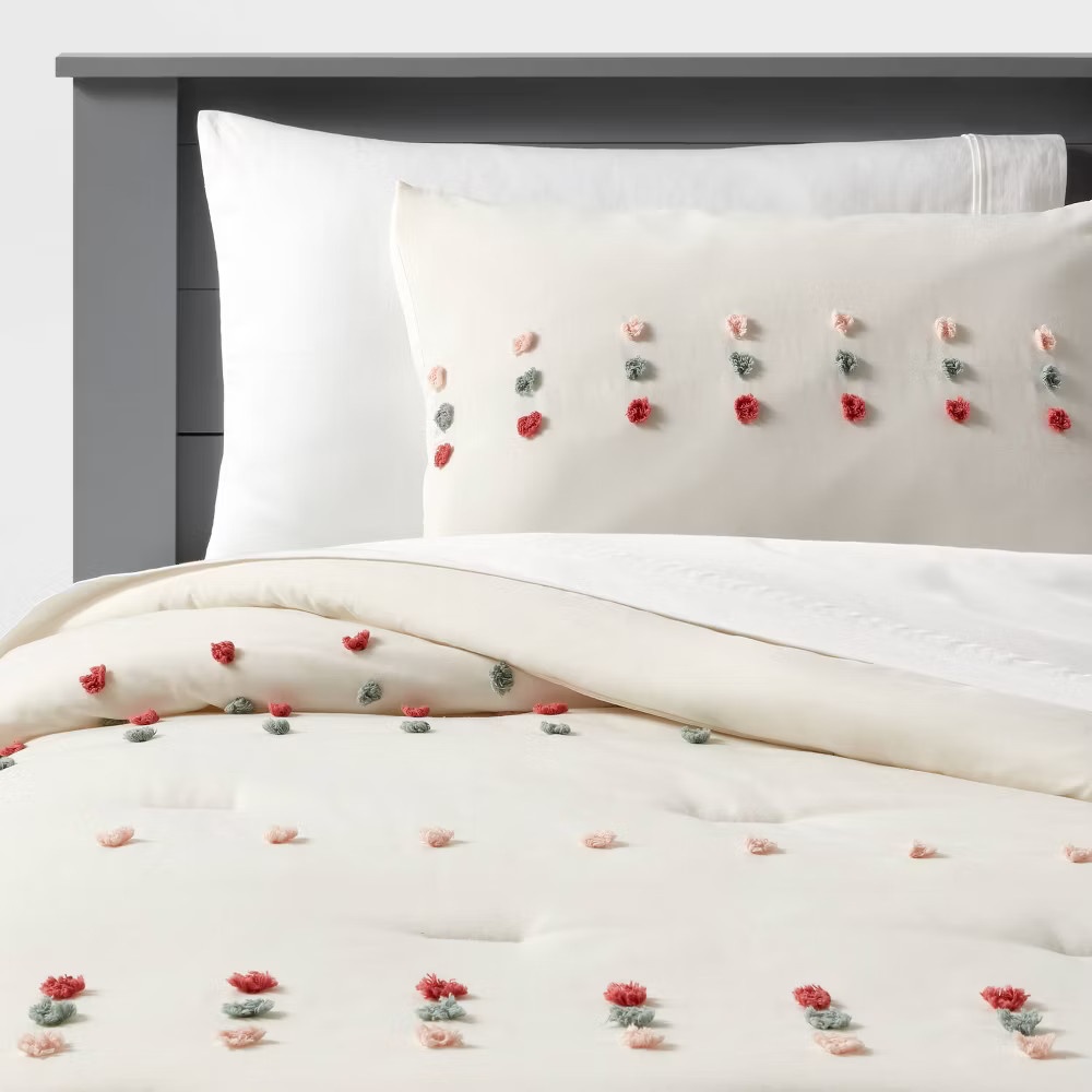 Twin Pom Comforter Set Cream - Pillowfort gallery