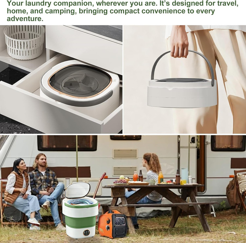 Portable Washing Machine 20L —Small Foldable Washer with Spin Basket, 3 Mode Dee gallery