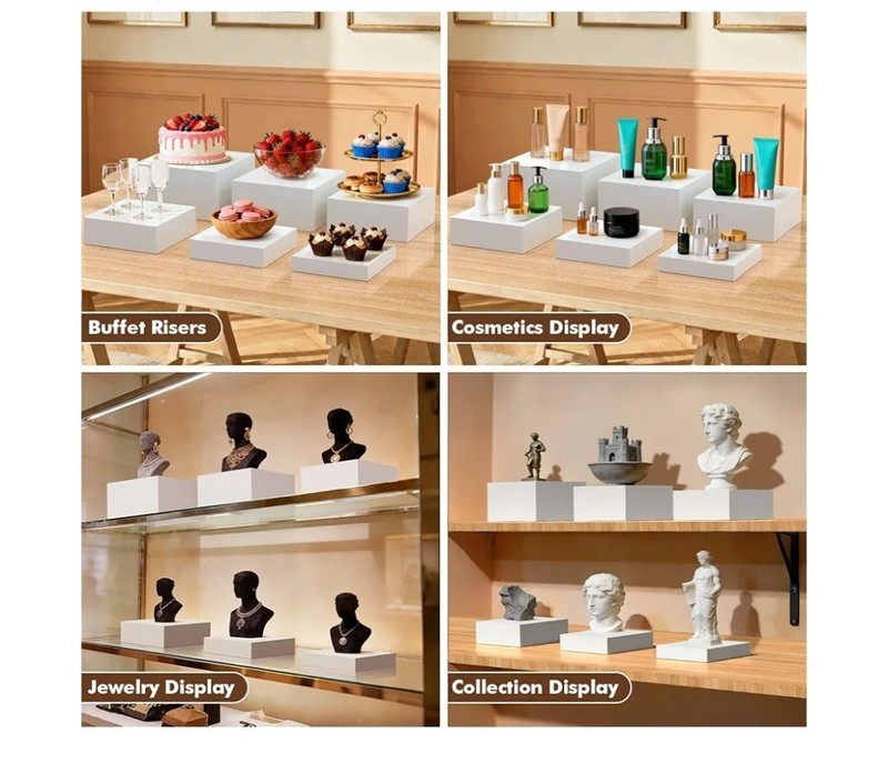 Acrylic Display Riser Set, 6-Tier White Square Dessert Stand, Cupcake and Pastry gallery