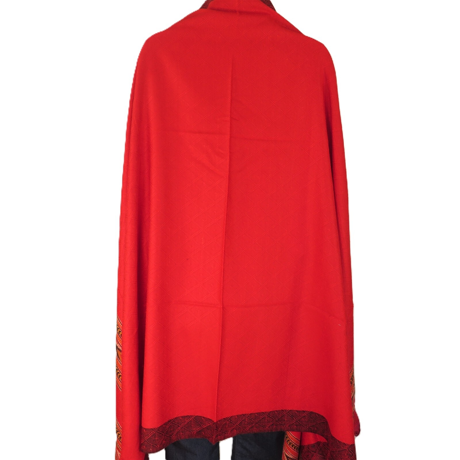 Yak+Sheep Wool Blend|Shawl/Throw|Hand Loomed|Kullu|Color: Tomato Red gallery