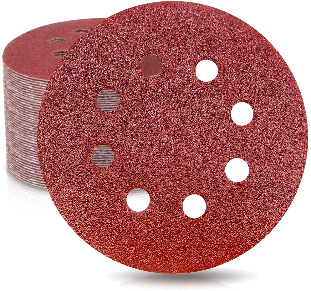100PCS 80 Grit 5 inch Hook Loop Sanding Discs 8-Hole Orbital Sander Paper Pads gallery