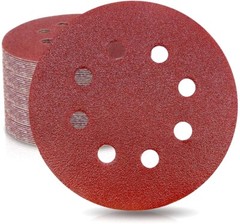 100PCS 80 Grit 5 inch Hook Loop Sanding Discs 8-Hole Orbital Sander Paper Pads