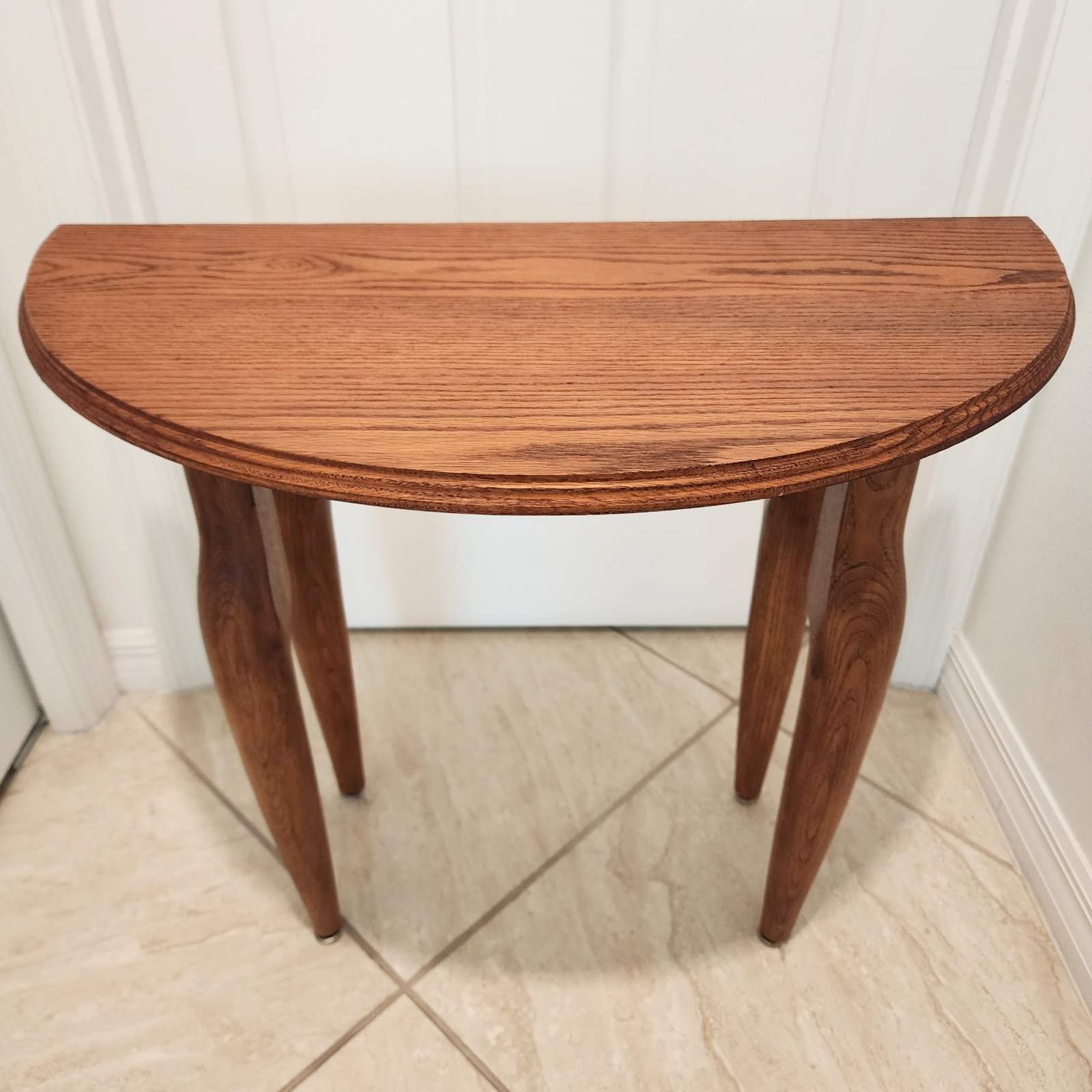 Vintage Demilune Console Table Unique Mid-Century Shaped Legs Solid Wood 24"H gallery