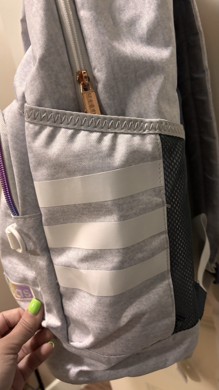 adidas Grey Backpack with Adjustable Straps and Multiple Pockets 3