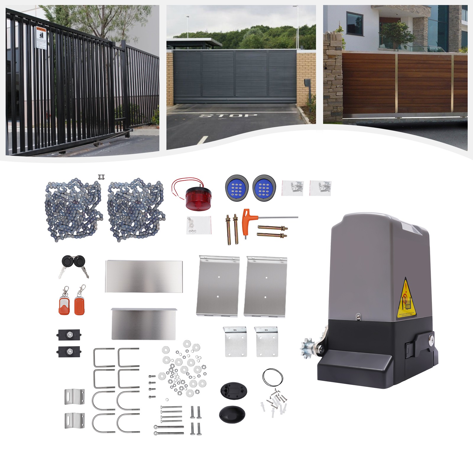 2500lbs Electric Automatic Sliding Gate Opener Motor Keypad+2 Remote Control gallery