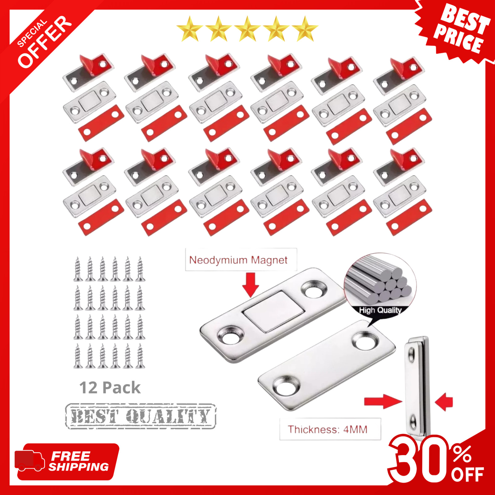 12 Pack Monkey Magnets Ultra-Thin Magnetic Plates Keep It All Shut AS-SEEN-ON-TV gallery