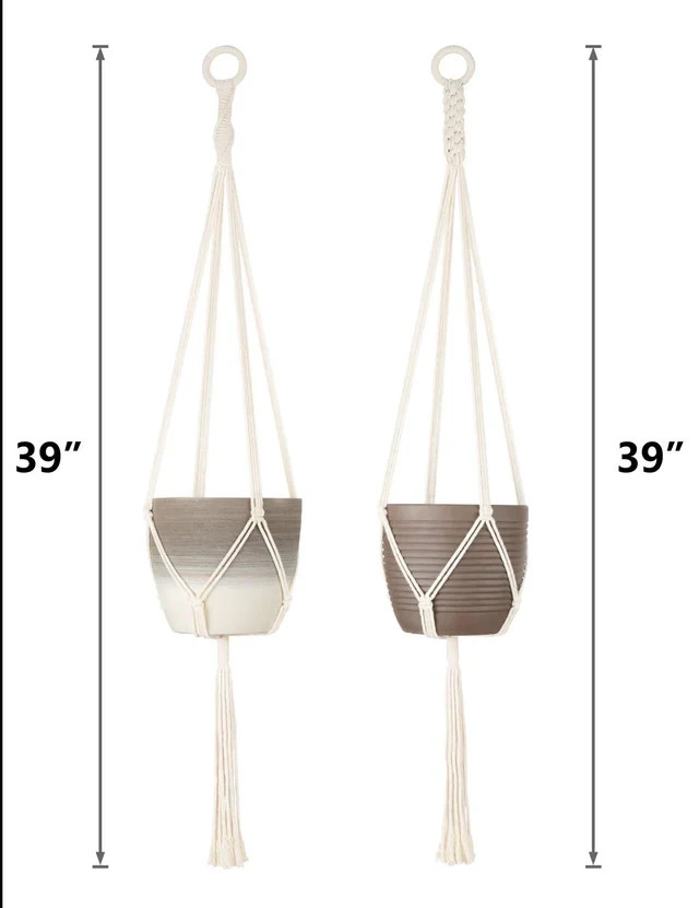 (Set Of 2 )Macrame Plant Hanger Handmade Cotton Rope Hanging Planter for Outdoor gallery