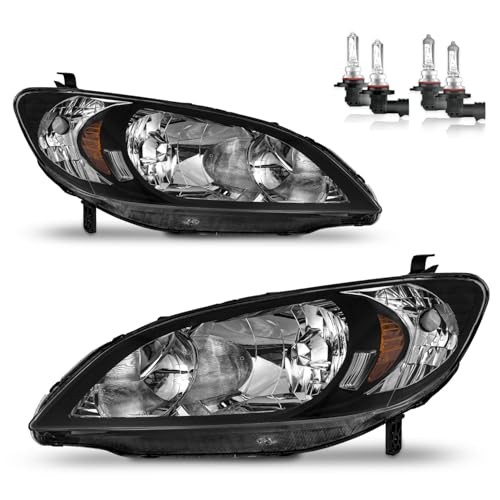 Headlights Assembly for 2004 OE Replacement Black | With High & Low Beam Bulbs gallery