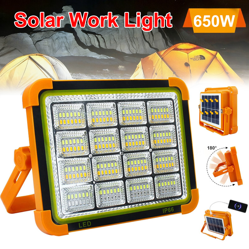 2Pack 288LED Solar Work Light Rechargeable Portable Flood Light for Camping 650W gallery