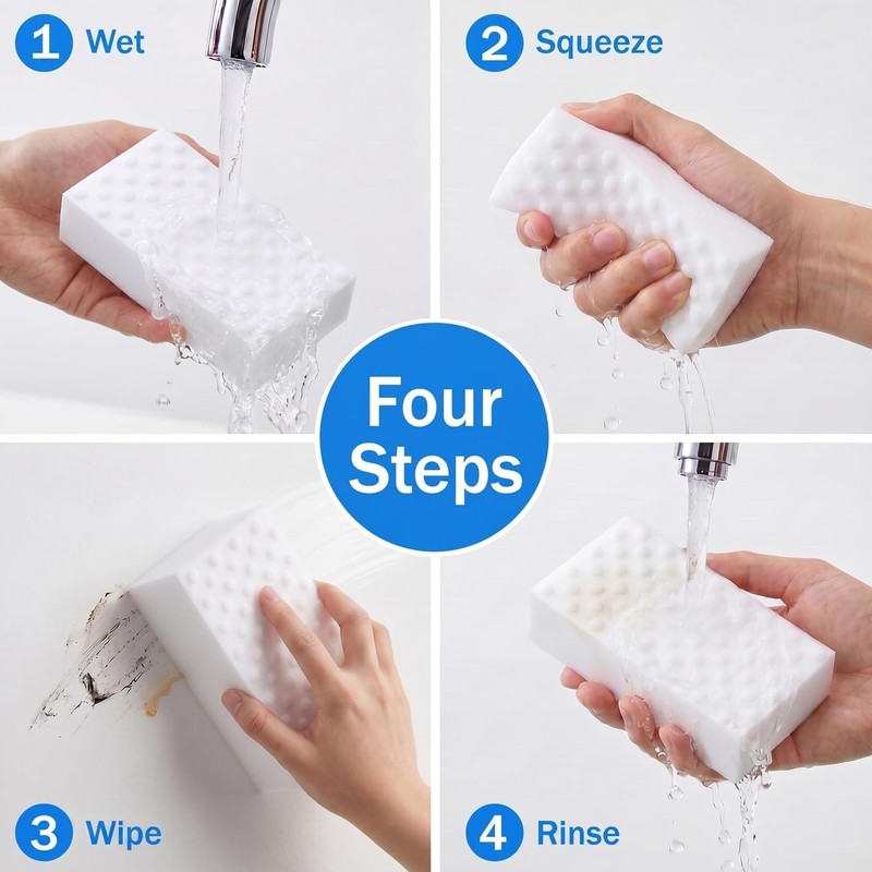 High-Density Melamine Sponge Eraser Set 50 Pack Nano Cleaning Pads Multi-Surface gallery