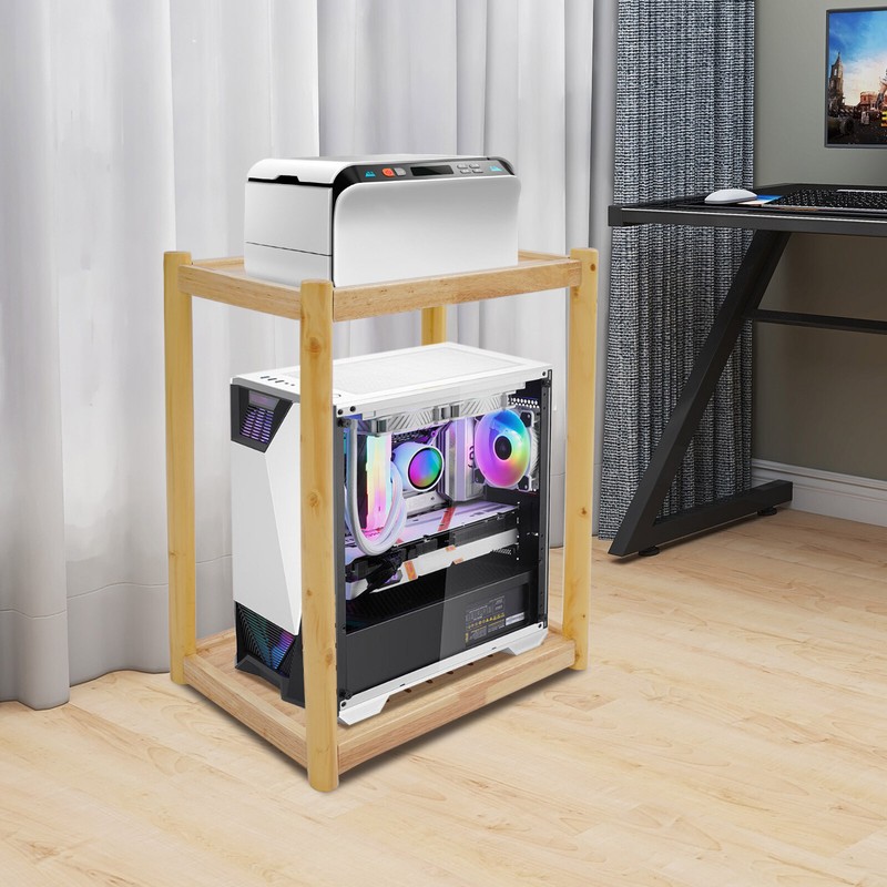 Wood Printer Stand Mobile Printer Table Under Desk Printer Cart 20kg/44lbs gallery