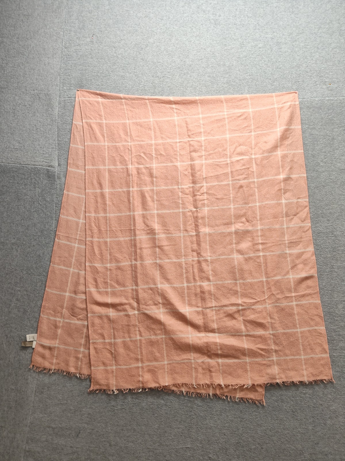 LOFT Blanket One Size Rust Orange Plaid Fringed Edge Large Rectangular Placemat gallery