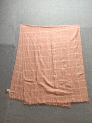 LOFT Blanket One Size Rust Orange Plaid Fringed Edge Large Rectangular Placemat