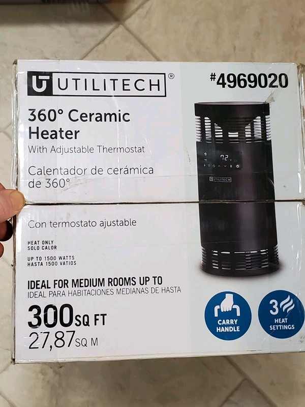 Utilitech 360' Ceramic Heater Adjustable Digital Thermostat 1500w 300sqft Remote gallery