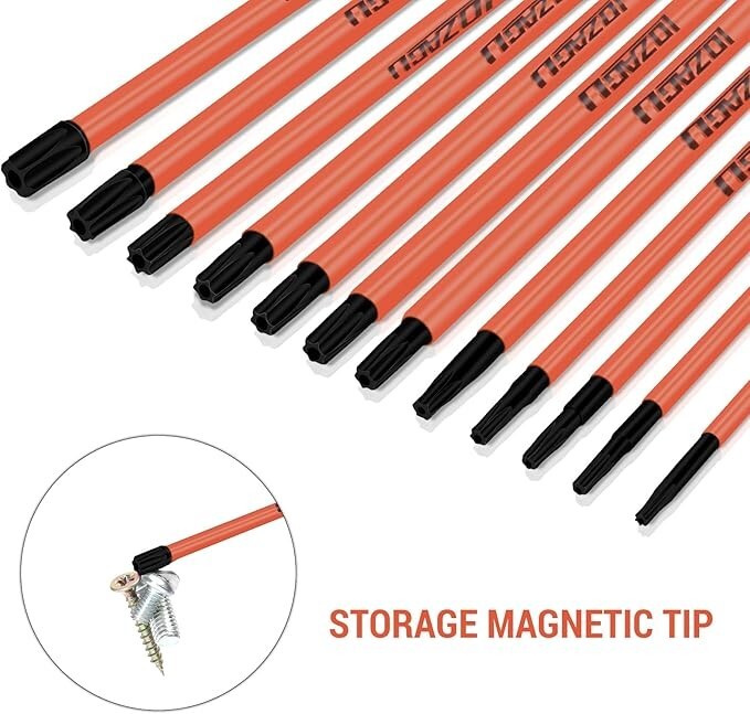 12Pcs Long Torx Bit Set 6-Inch (152mm), T7 To T40, Magnetic Security Tamper Star gallery