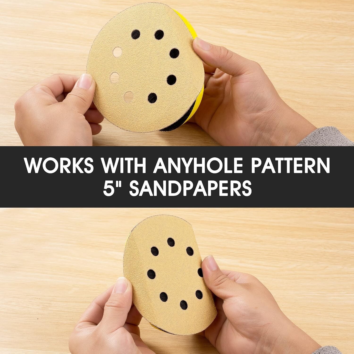 2PCS 5 in Mouse Round Hand Sander Sanding Block Tools Hook Loop Disc Backing Pad gallery