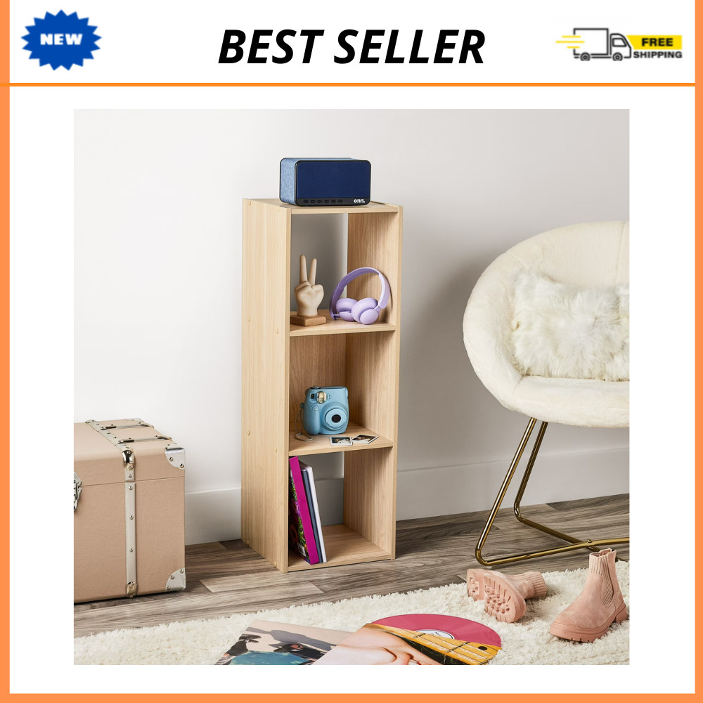 Mainstays 3-Cube Storage Organizer, Spring Pine Bookcase, Wood Shelving Unit NEW gallery