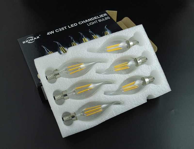 BRIMAX Dimmable E12 LED Candle Light Bulbs C35T 2700K Chandelier Bulbs, 6 Pack gallery