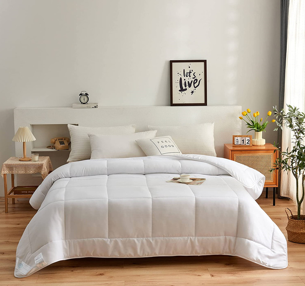 Bed Comforters Duvet Insert Filling Polyester Fabric Microfiber Solid White