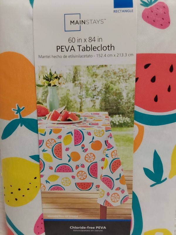Mainstays Peva Tablecloth Rectangle 60" W X 84" L Fruit Print BNWT! gallery