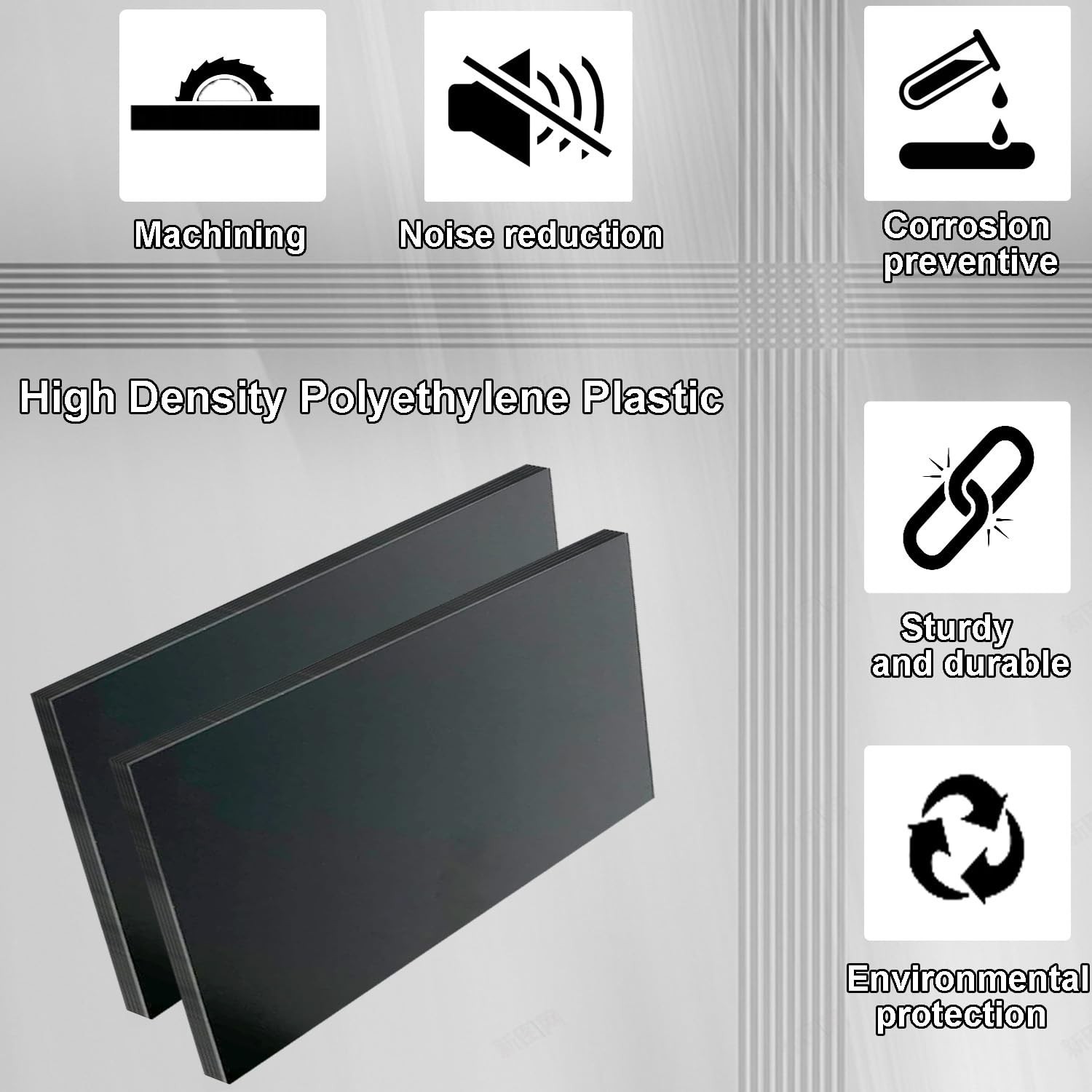 High-Density Polyethylene (HDPE) Plastic Sheet 1/8" Thick 12" X 16"- Black HD... gallery