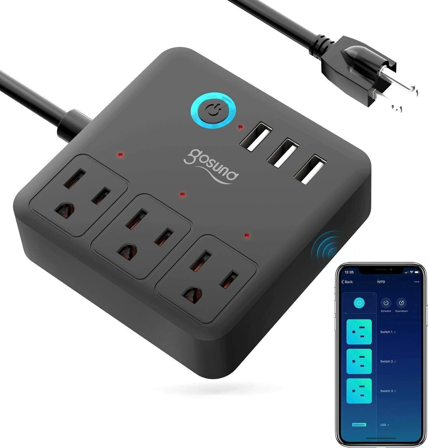 GOSUND SMART POWER STRIP PLUG 3 USB 3 CHARGING PORT WORK WITH ALEXA GOOGLE HOME gallery
