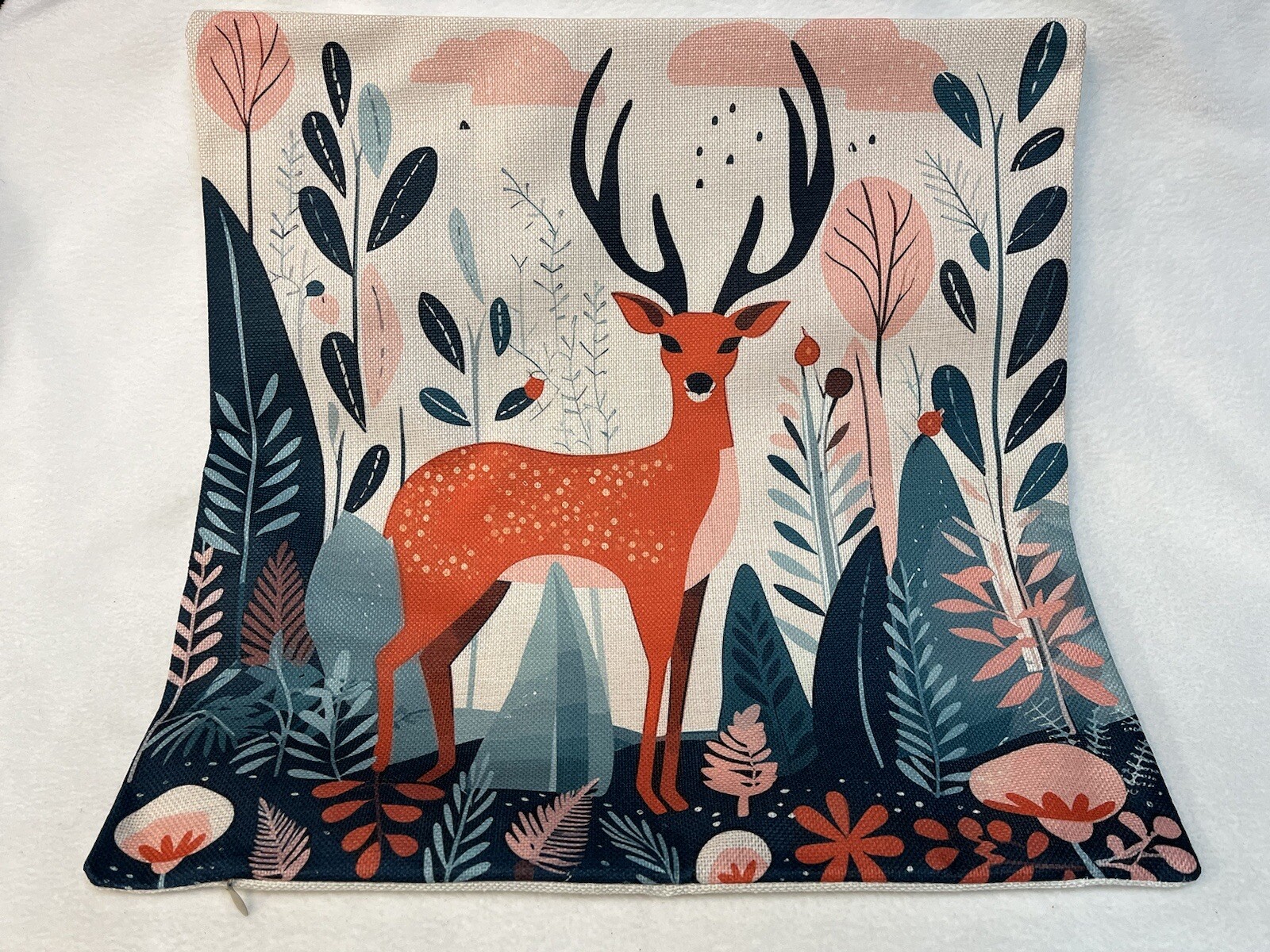 Deer Trees Nature Scandinavian Nordic Throw Pillow Cover 18x18 Home Decor gallery