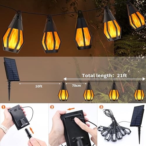 Solar String Lights for Outside, 21Ft Patio Lights with 10 21ft Warm White gallery