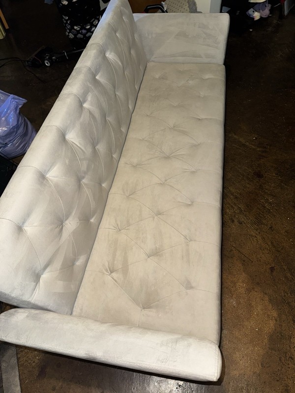 Beige Tufted Suede Convertible Futon Sofa Bed Adjustable 82x44x34 Up to 4 gallery