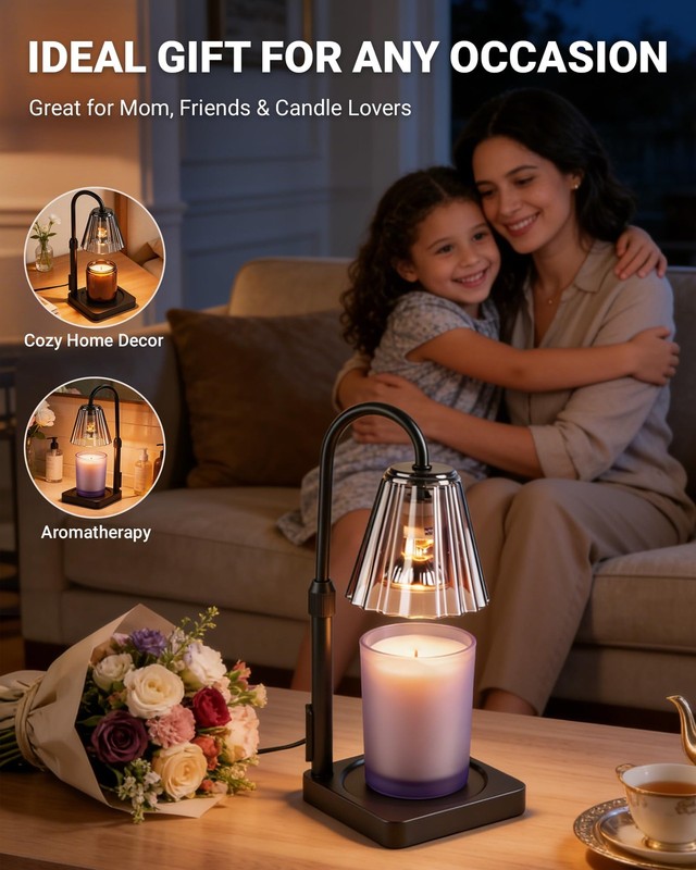 Candle Warmer Lamp with Timer & Dimmer, Shatterproof PC Shade, Adjustable Hei... gallery