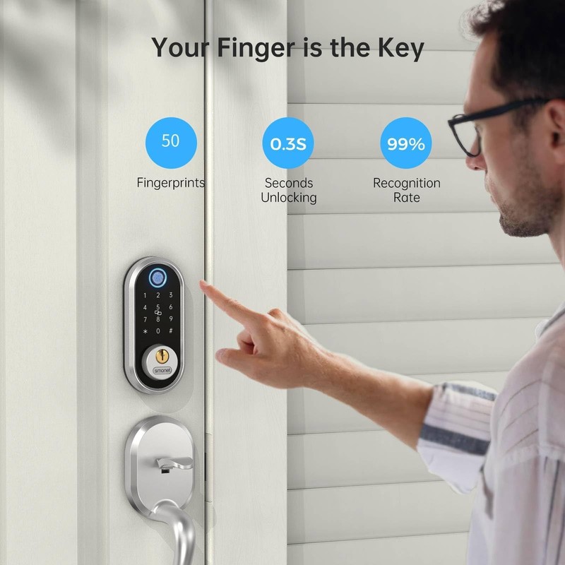 Smart Deadbolt, SMONET Fingerprint Electronic Deadbolt Door Lock with Keypad-... gallery
