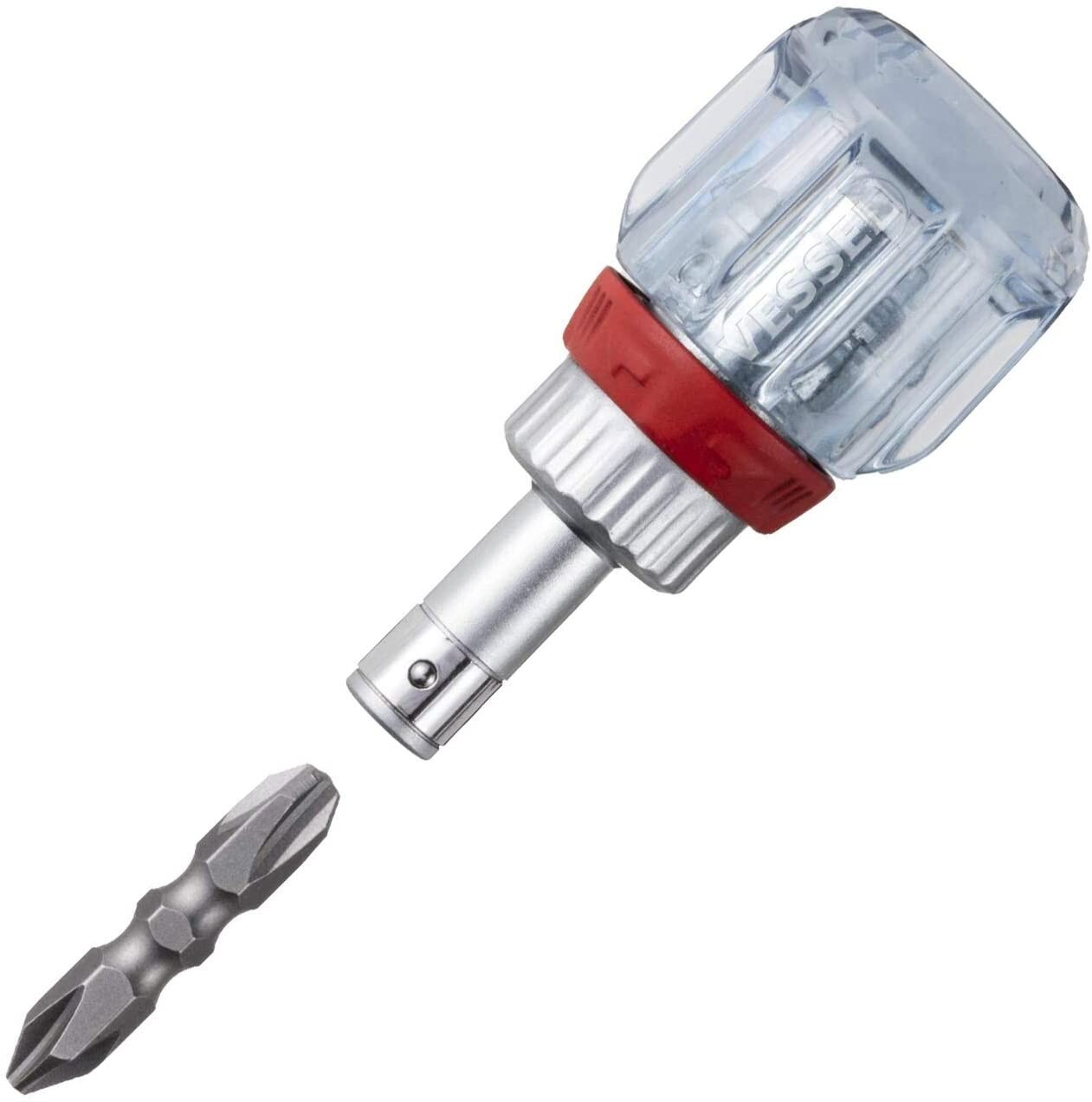 Vessel Stubby Ratchet Bit Driver Screwdriver 1/4" Hex Phillips TD-6700W-23 JAPAN gallery