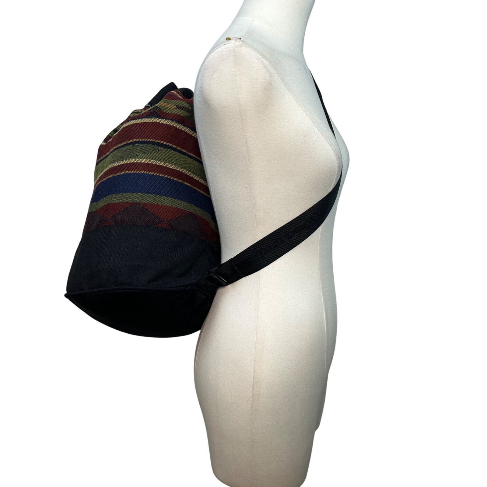 Outdoor Products Black & Red Striped Pattern Canvas & Adjustable Strap Backpack 3