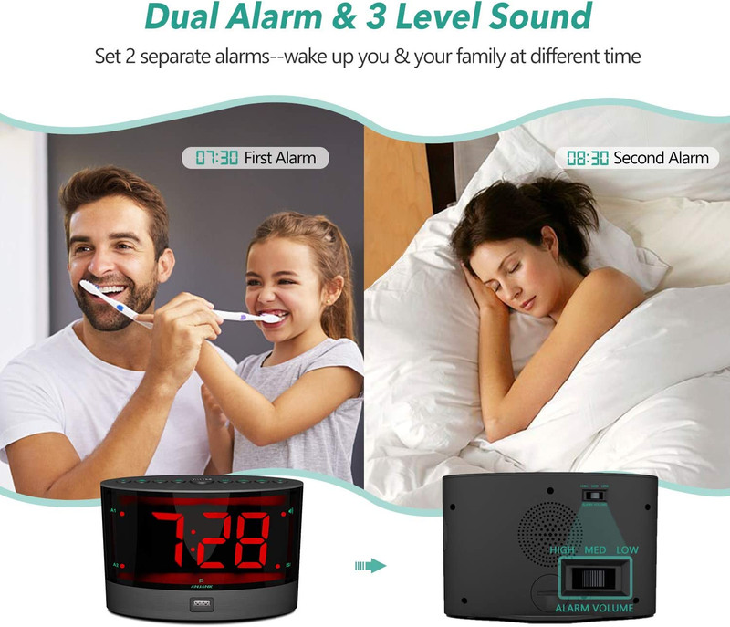 Extra Loud Alarm Clock w/ Wireless Bed Shaker Vibrating for Heavy Sleepers Deaf gallery