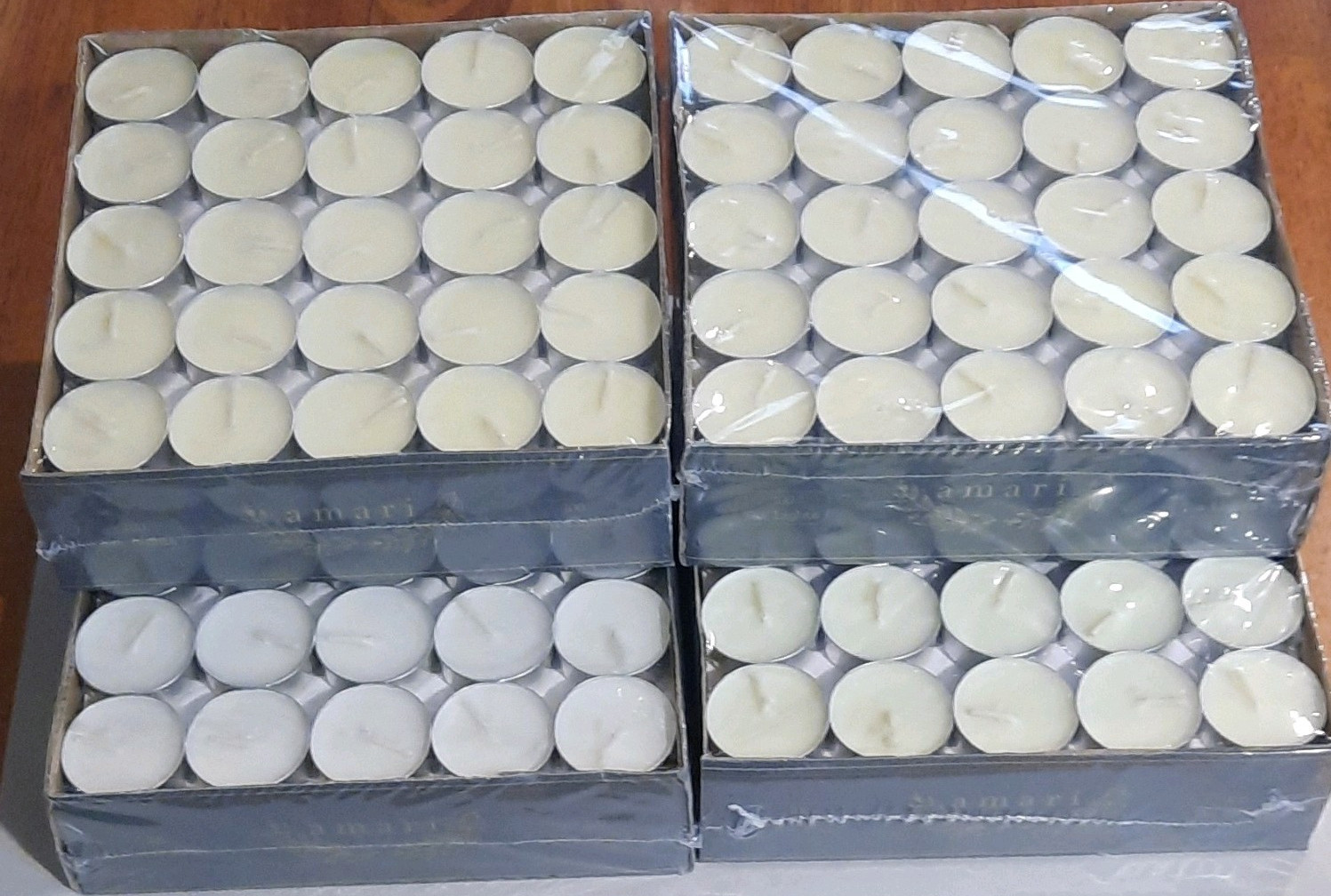 4 Boxes Amari 100 Count Tea Light Candles White Wax Tealight Shape gallery