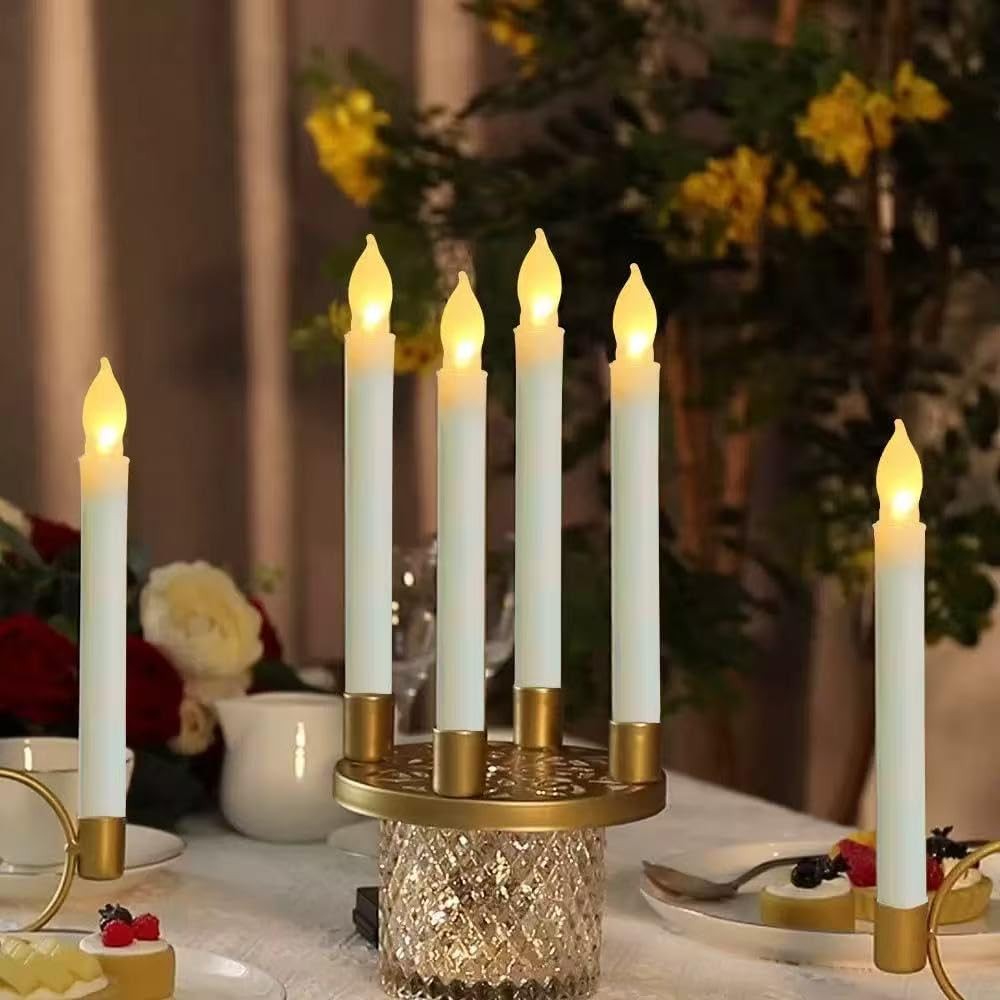 12 pcs Flameless Flickering LED Taper Candles Bulk Battery Operated Candles f... gallery