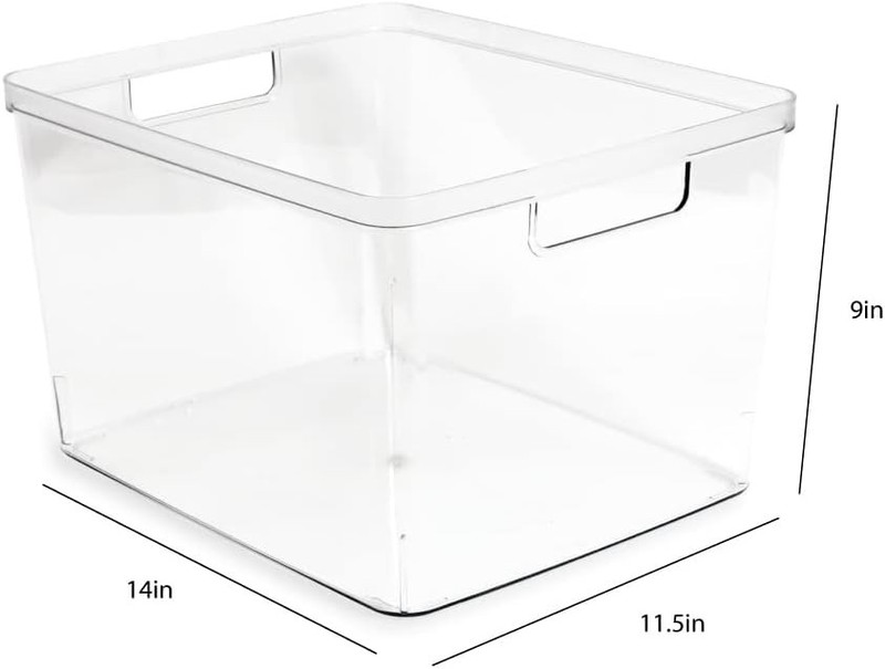 2-Pack Extra-Large Clear Storage Bins 11.5” L x 14” W x 9” H w/Cutout Handles... gallery