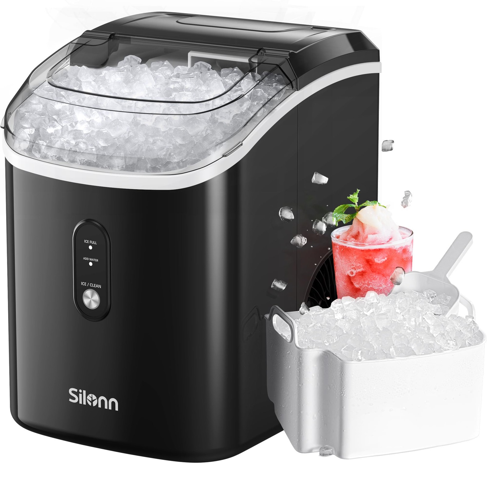 Nugget Ice Maker Countertop, 33lbs/24H Portable Ice Makers, Black gallery