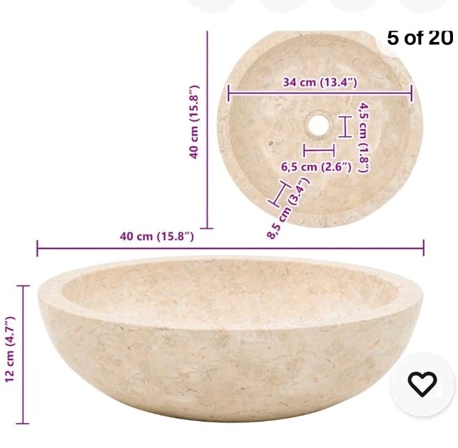 Bathroom Basin, Vessel Sink, Countertop Vanity Sink, Handmade, Naturally Varied gallery