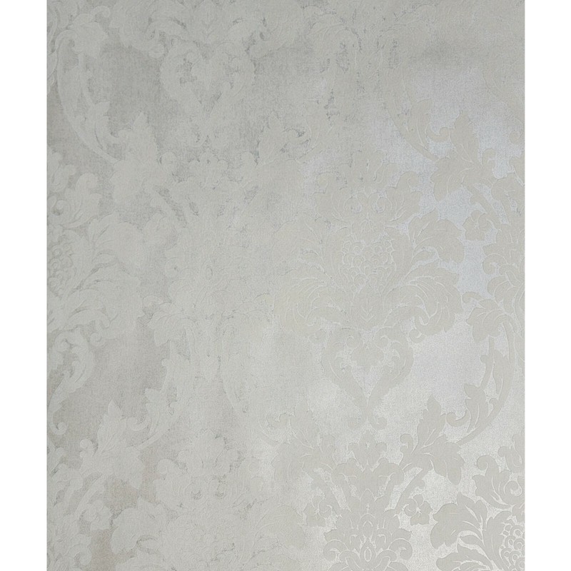 Embossed flocking taupe tan off white Flocked Victorian damask velvet Wallpaper gallery