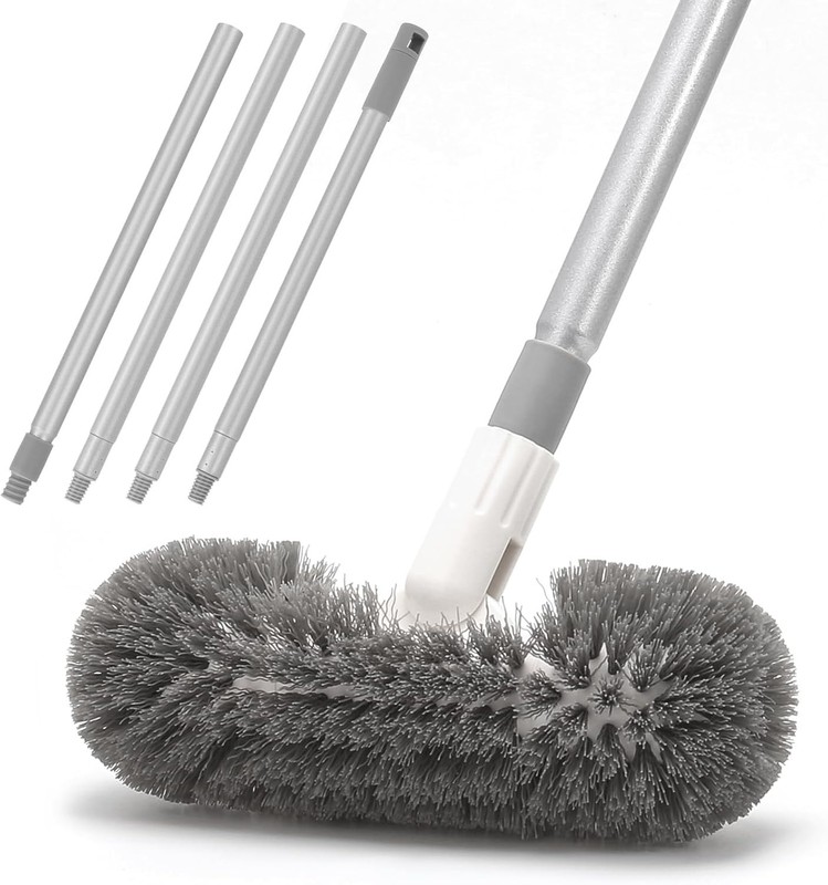 Deck Brush with 51" Handle - Swivel Floor Scrubber for Tile Pool Boat Gray gallery