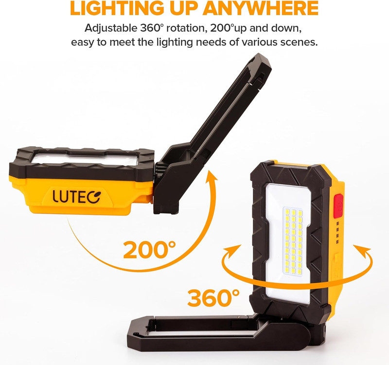 Rechargeable Work Light, 1000 Lumens LED Magnetic Light with Magnetic Base and H gallery