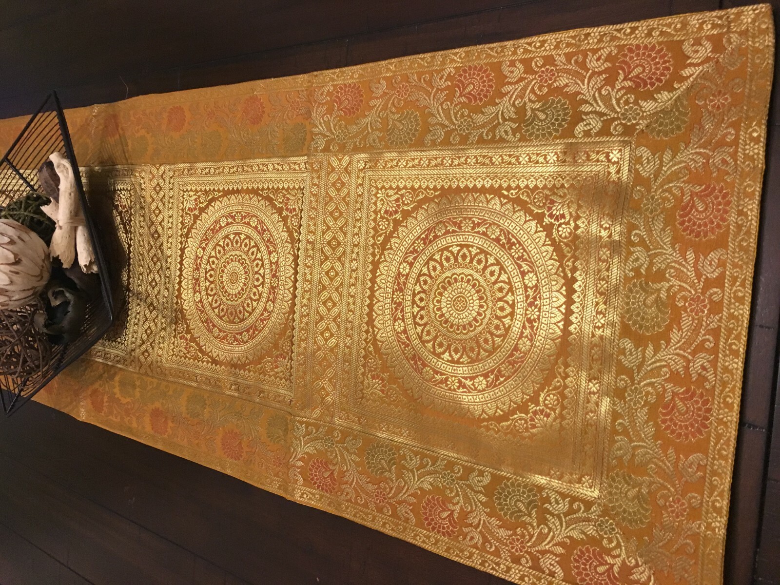 Table Runner Silk Tapestry 60 Inch Runner Mandala Peacock Elephant Decor Gift gallery