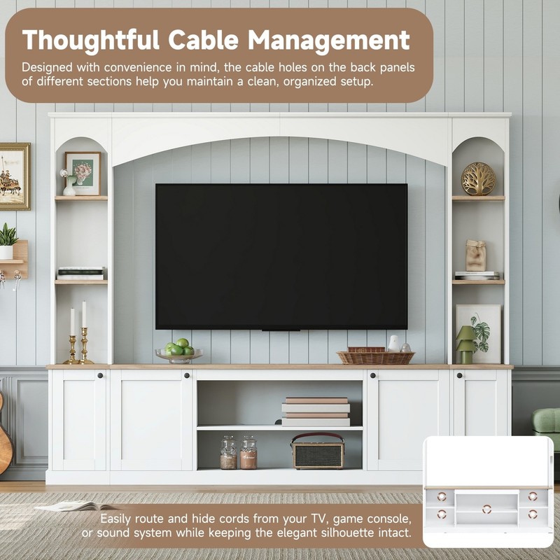 Large TV Stand Media Console Entertainment Center w/ Bookshelf for up to 75in TV gallery