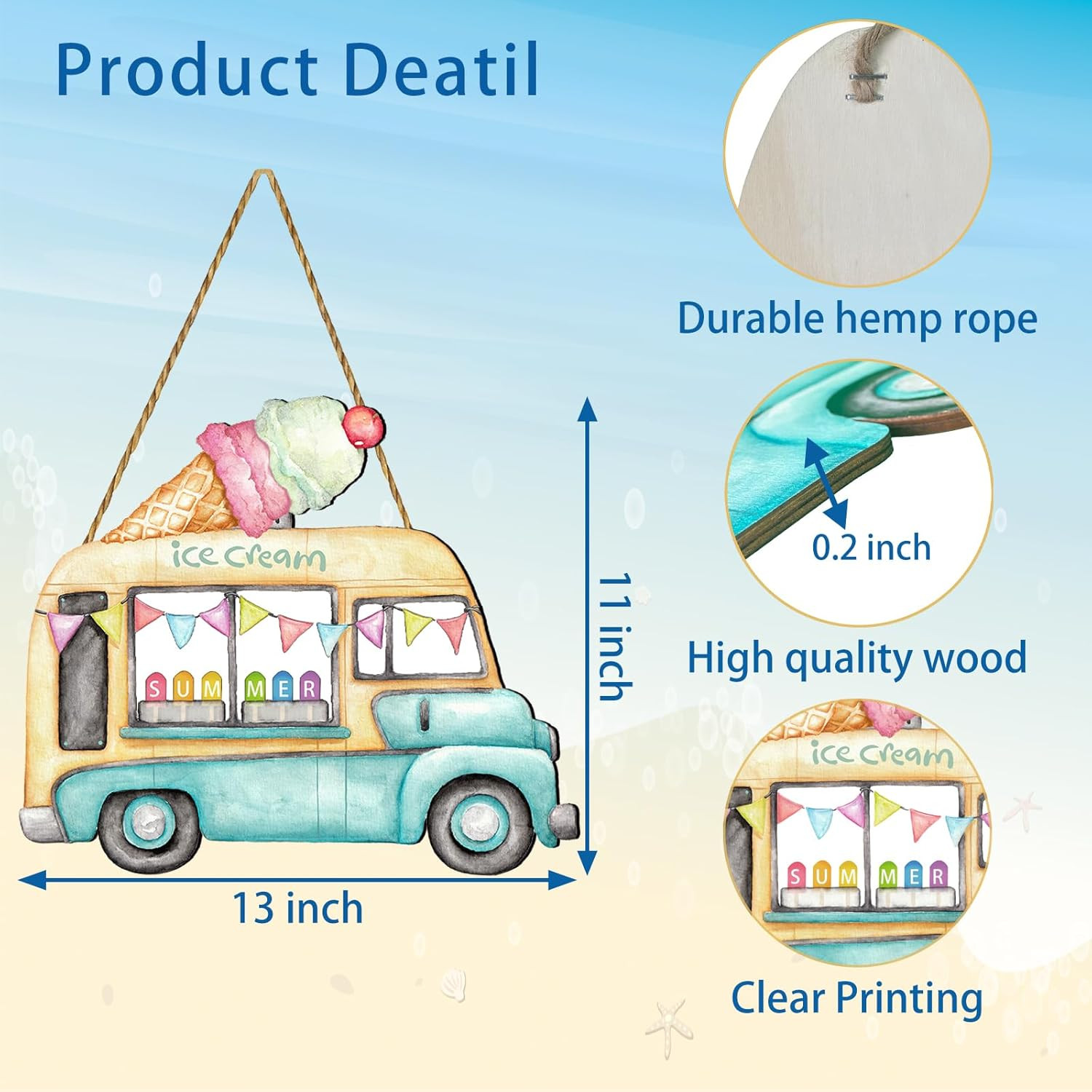 Summer Decor Summer Door Decor Ice Cream Truck Hanging Plaque Colorful Popsicles gallery